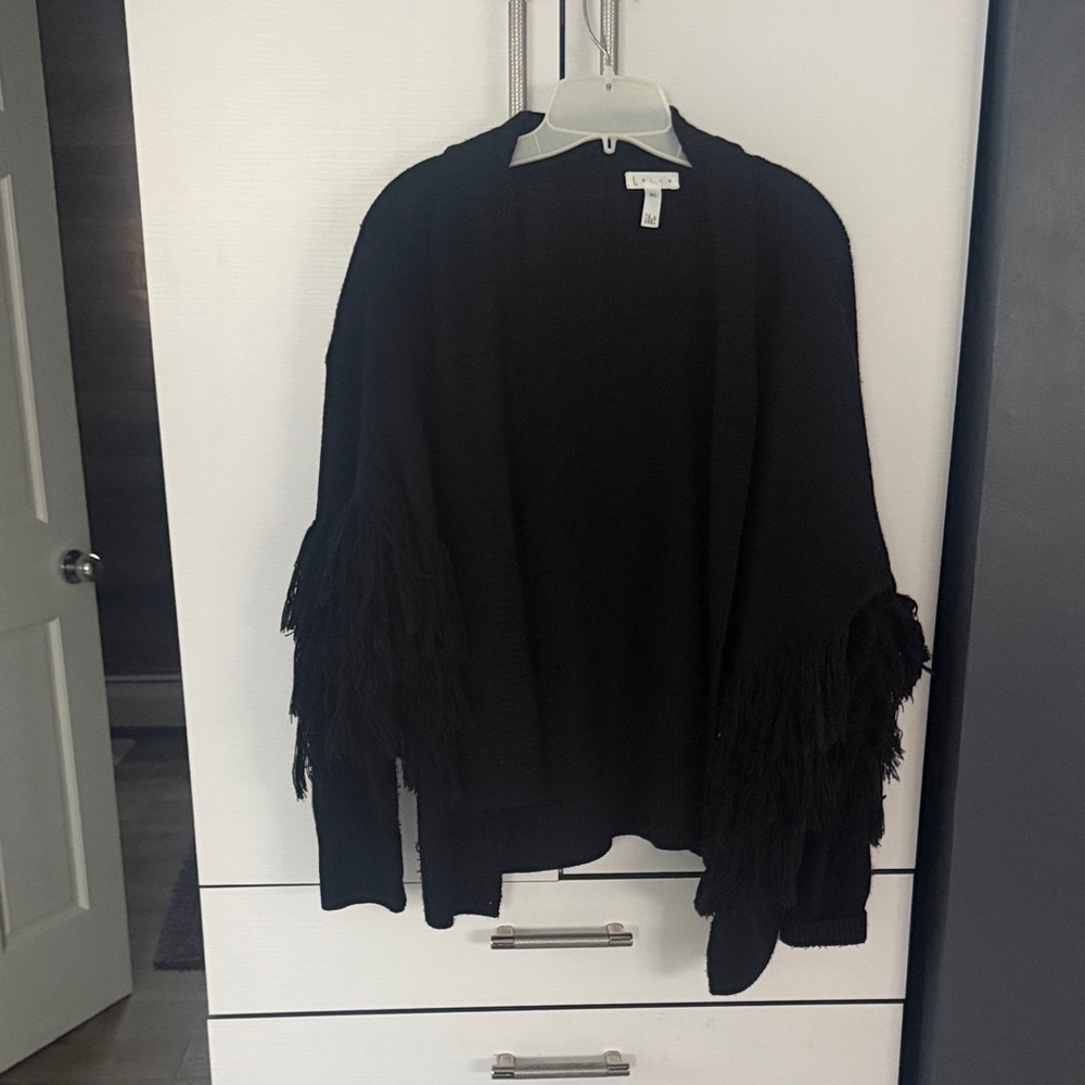 Leith Black Fringe Cardigan